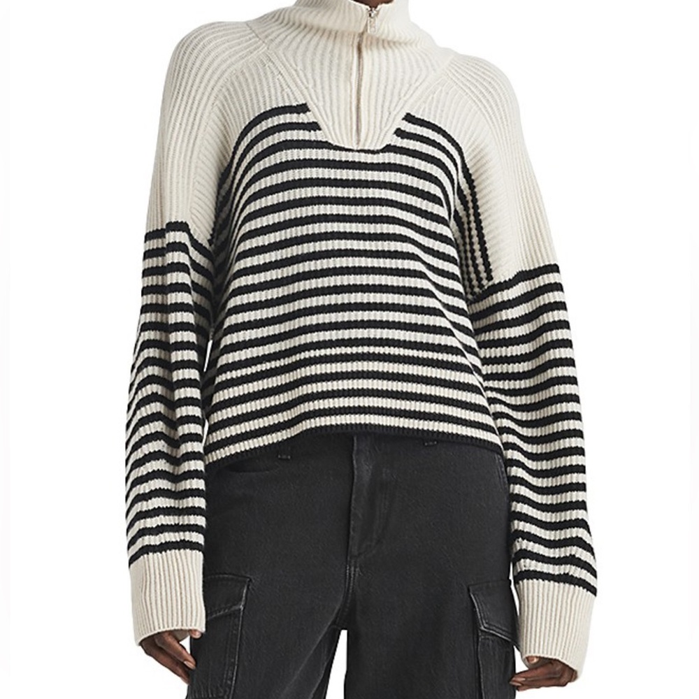 Rag & Bone Pierce Cashmere Half Zip Sweater in Ivory Multi